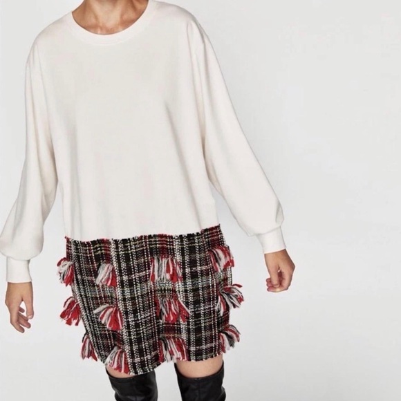 Zara Dresses & Skirts - Zara Long Sleeve Tweed Dress